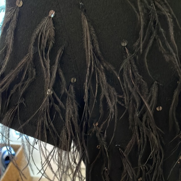 Oscar de la Renta cashmere, sequin and ostrich feather top - Picture 5 of 7